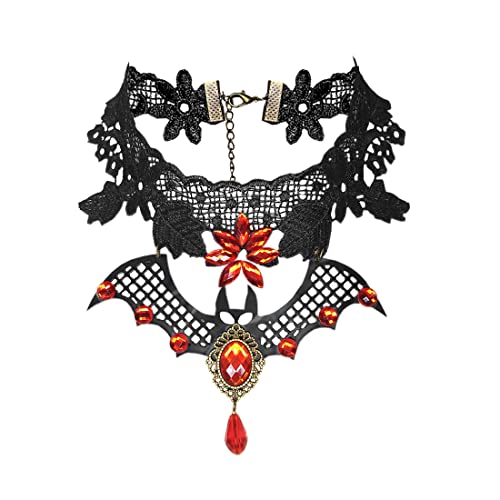 Aabellay Gothic Spitze Choker Halskette Damen Schwarz Spitze Kette Gotisch Kostüm Accessoires Retro Victorian Schmuck Collier Vintage Choker Lolita Kostüm Zubehör Halloween Spitze Halskette Set -Y487 von Aabellay