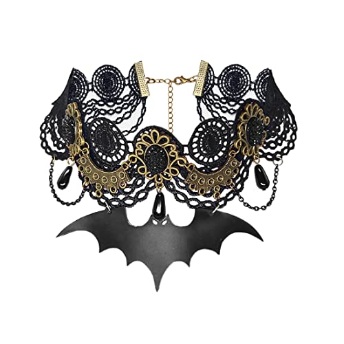 Aabellay Gothic Spitze Choker Halskette Damen Schwarz Spitze Kette Gotisch Kostüm Accessoires Retro Victorian Schmuck Collier Vintage Choker Lolita Kostüm Zubehör Halloween Spitze Halskette Set -Y488 von Aabellay