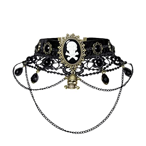 Aabellay Gothic Spitze Choker Halskette Damen Schwarz Spitze Kette Gotisch Kostüm Accessoires Retro Victorian Schmuck Collier Vintage Choker Lolita Kostüm Zubehör Halloween Spitze Halskette Set -Y621 von Aabellay