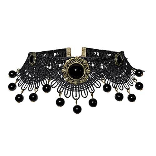 Aabellay Gothic Spitze Choker Halskette Damen Schwarz Spitze Kette Gotisch Kostüm Accessoires Retro Victorian Schmuck Collier Vintage Choker Lolita Kostüm Zubehör Halloween Spitze Halskette Set -Y622 von Aabellay