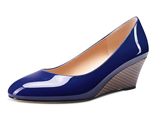 Aachcol Damen Keilabsatz Pumps Mittlerem Absatz Heel Geschlossene Runde Zehenkappe Slip-on Hochzeit Büroschuhe Dress Schuhe 5 cm Navy Blau Lackleder 43 EU Aachcol Damen Keilabsatz Pumps Mittlerem Absatz Heel Geschlossene Runde Zehenkappe Slip-on Hochzeit Büroschuhe Dress Schuhe 5 cm Navy Blau Lackleder 43 EU von Aachcol