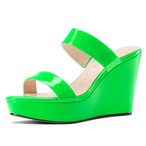 Aachcol Damen Slip-on Plateau Plattform Keilabsatz Sandalen Open Zehenkappe Hoher High Absatz Heel Keilabsatz Abschlussball Dress Schuhe 10 CM Heels Helles Grün 39 EU Aachcol Damen Slip-on Plateau Plattform Keilabsatz Sandalen Open Zehenkappe Hoher High Absatz Heel Keilabsatz Abschlussball Dress Schuhe 10 CM Heels Helles Grün 39 EU von Aachcol