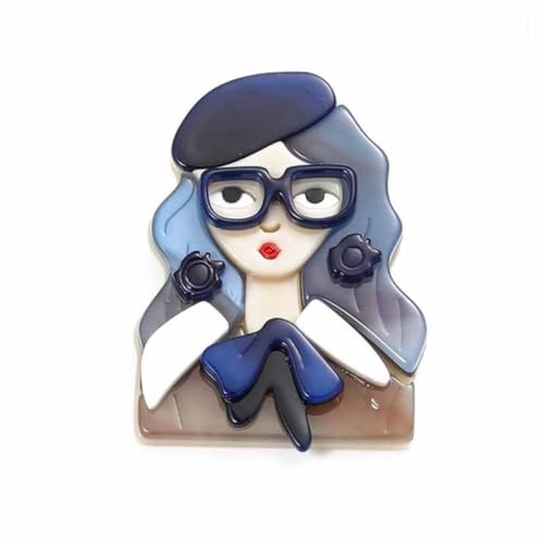 Nischenmädchen mit Brille Brosche Acryl Schönheit Kopf Broschen für Frauen Kleidung Zubehör Pin Student Tasche Abzeichen Pins, 4.9*3cm, Zink Nischenmädchen mit Brille Brosche Acryl Schönheit Kopf Broschen für Frauen Kleidung Zubehör Pin Student Tasche Abzeichen Pins, 4.9*3cm, Zink von Aayahakawa