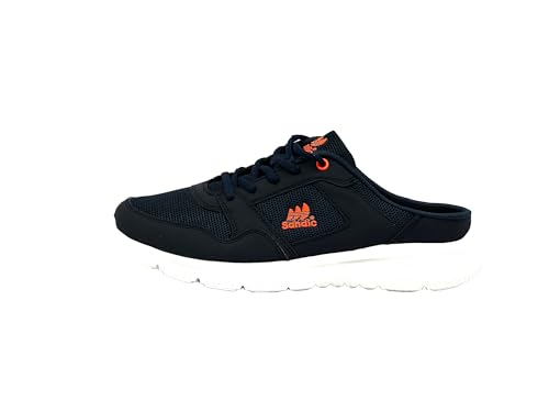 Ablovo® Damen Herren Pantoletten Sandalette Slipper Sabots Sneaker Freizeit (Navy-Orange, EU Schuhgrößensystem, Erwachsene, Herren, Numerisch, M, 43) von Ablovo