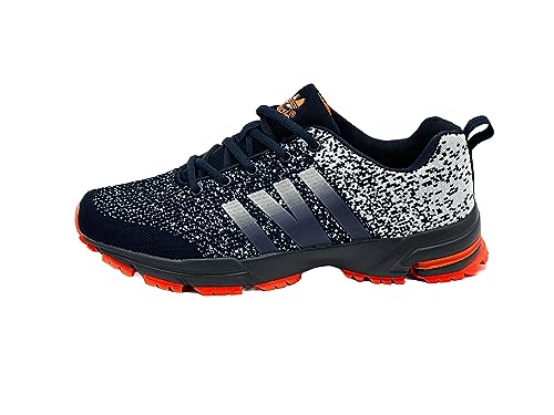 Ablovo® Herren Damen Sportschuhe Turnschuhe Laufschuhe Sneaker Hallenschuhe (Navy-Grau, EU Schuhgrößensystem, Erwachsene, Herren, Numerisch, M, 45) von Ablovo