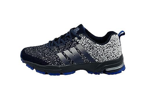 Ablovo® Herren Damen Sportschuhe Turnschuhe Laufschuhe Sneaker Hallenschuhe (Navy-Grau-Königsblau, EU Schuhgrößensystem, Erwachsene, Herren, Numerisch, M, 44) von Ablovo