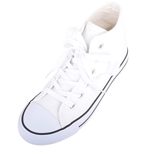ABSOLUTE FOOTWEAR Kinder/Kinder Slip On High Top Lace Up Canvas Pumps Sneaker Schuhe mit passender Sohle, weiß, 33 EU von ABSOLUTE FOOTWEAR