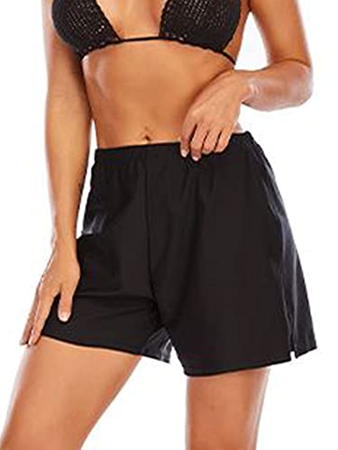 Abtel Frauen Boyshorts Schwimmen Boxershorts Bikinihose Boardshorts Badeanzug Badehose Einfarbig Sport Badehose, Schwarz , L von Abtel