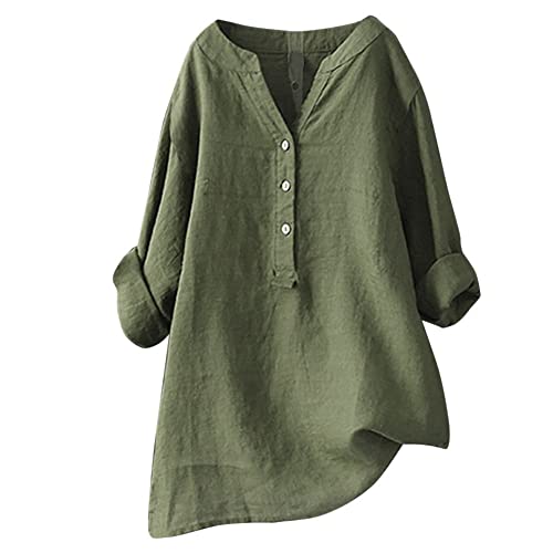 Achimlt Musselin Bluse Damen Leinenbluse Sommer Langarm Tunika Shirt Einfarbig Leinen Longshirt Große Größen Hemdbluse Elegant Blusenkleid Longbluse Tuniken Blusenshirt Locker 3/4 ärmel Damenblusen Achimlt Musselin Bluse Damen Leinenbluse Sommer Langarm Tunika Shirt Einfarbig Leinen Longshirt Große Größen Hemdbluse Elegant Blusenkleid Longbluse Tuniken Blusenshirt Locker 3/4 ärmel Damenblusen von Achimlt