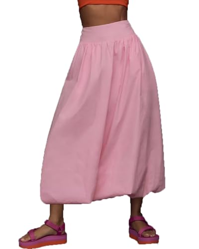 Acrawnni Damen-Maxirock, Y2K, niedrige elastische Taille, Rüschen, plissiert, A-Linie, lange Röcke, Sommer, Strand, lockere Passform, niedlicher Puffball-Ballonrock, A-Pink, 48 Acrawnni Damen-Maxirock, Y2K, niedrige elastische Taille, Rüschen, plissiert, A-Linie, lange Röcke, Sommer, Strand, lockere Passform, niedlicher Puffball-Ballonrock, A-Pink, 48 von Acrawnni