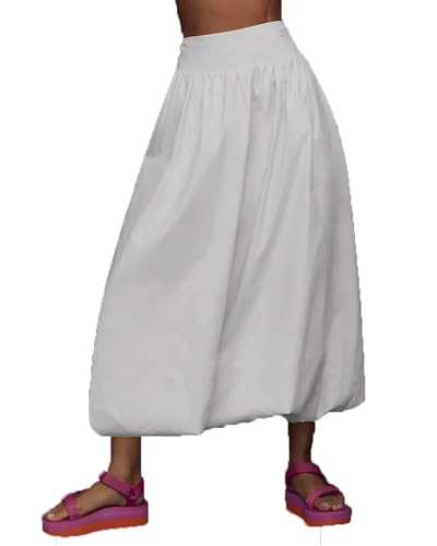 Acrawnni Damen-Maxirock, Y2K, niedrige elastische Taille, Rüschen, plissiert, A-Linie, lange Röcke, Sommer, Strand, lockere Passform, niedlicher Puffball-Ballonrock, A-weiß, 48 Acrawnni Damen-Maxirock, Y2K, niedrige elastische Taille, Rüschen, plissiert, A-Linie, lange Röcke, Sommer, Strand, lockere Passform, niedlicher Puffball-Ballonrock, A-weiß, 48 von Acrawnni