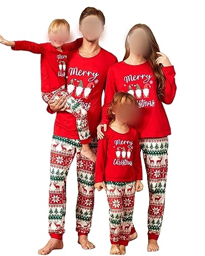 Acrawnni Weihnachts-Pyjama Für Die Familie, Passende Weihnachts-Pyjama-Sets, Weihnachts-Nachtwäsche-Set, Passende Pyjamas Für Die Familie (Kinder, E-Christmas Hat, 6 Years) von Acrawnni