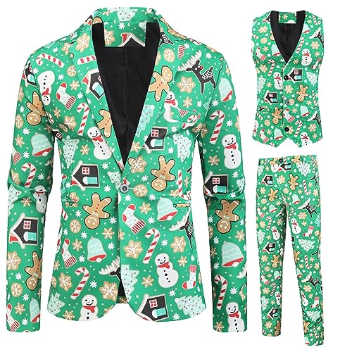 Herren-Weihnachtsanzug, Schneeflocke, Schneemann, Blazer, Jacke, Hose, Westen, Herrenanzug, 3-teiliges Smoking-Set, Urlaub, Spaß, hässliche Männer, Weihnachts-Kostüm-Set, Anzug 5, L Herren-Weihnachtsanzug, Schneeflocke, Schneemann, Blazer, Jacke, Hose, Westen, Herrenanzug, 3-teiliges Smoking-Set, Urlaub, Spaß, hässliche Männer, Weihnachts-Kostüm-Set, Anzug 5, L von Acrawnni