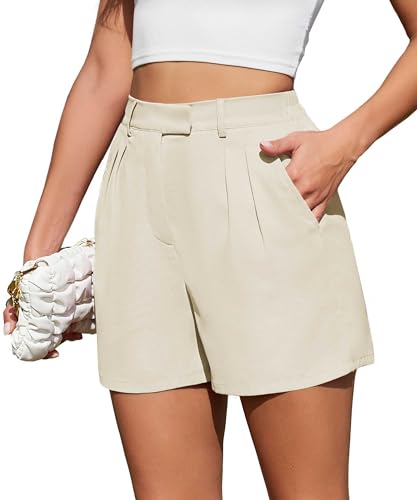 Actcat Frauen Sommer Lose Casual Bequeme Shorts Zurück Elastische Taille Weite Beinhose mit Taschen Business Hose Damen Shorts Damen Kurze Hose Damen Shorts Damen elegant,Light Coffee,XXL von Actcat