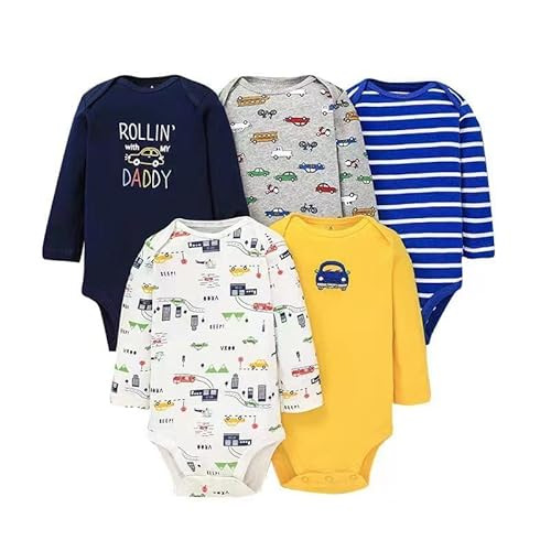 Acuryx Baby Body Langarm 5er Pack Neugeborene Strampler für Baby Jungen und Mädchen 9-12 Monate von Acuryx