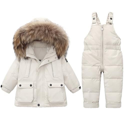 Acuryx Schneeanzüge für Baby-Mädchen Winter 2 Stück Daunenjacke Mantel mit Schnee Lätzchen Hose Jungen Mädchen Skianzug Kleidung von Acuryx