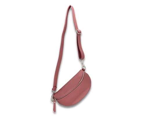 ADEL Bauchtasche für Damen SANDY Handgemachte Umhängetasche Echtleder Crossbody Bag mit Stilvollem Verstellbarem Ledergurt Stylische Schultertasche Made in Italy Tasche (Altrosa) von Adel Bags