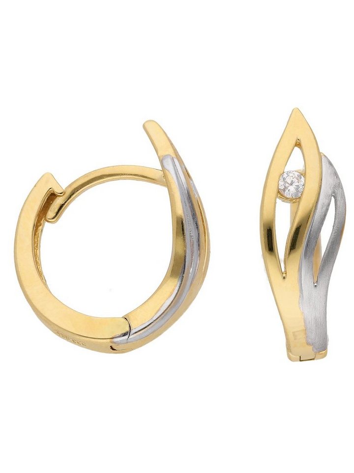 Adelia´s Paar Ohrhänger 333 Gold Ohrringe Creolen, mit Zirkonia Goldschmuck für Damen von Adelia´s