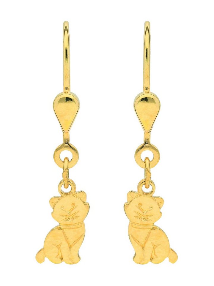 Adelia´s Paar Ohrhänger 585 Gold Ohrringe Ohrhänger Katze, Goldschmuck für Damen von Adelia´s