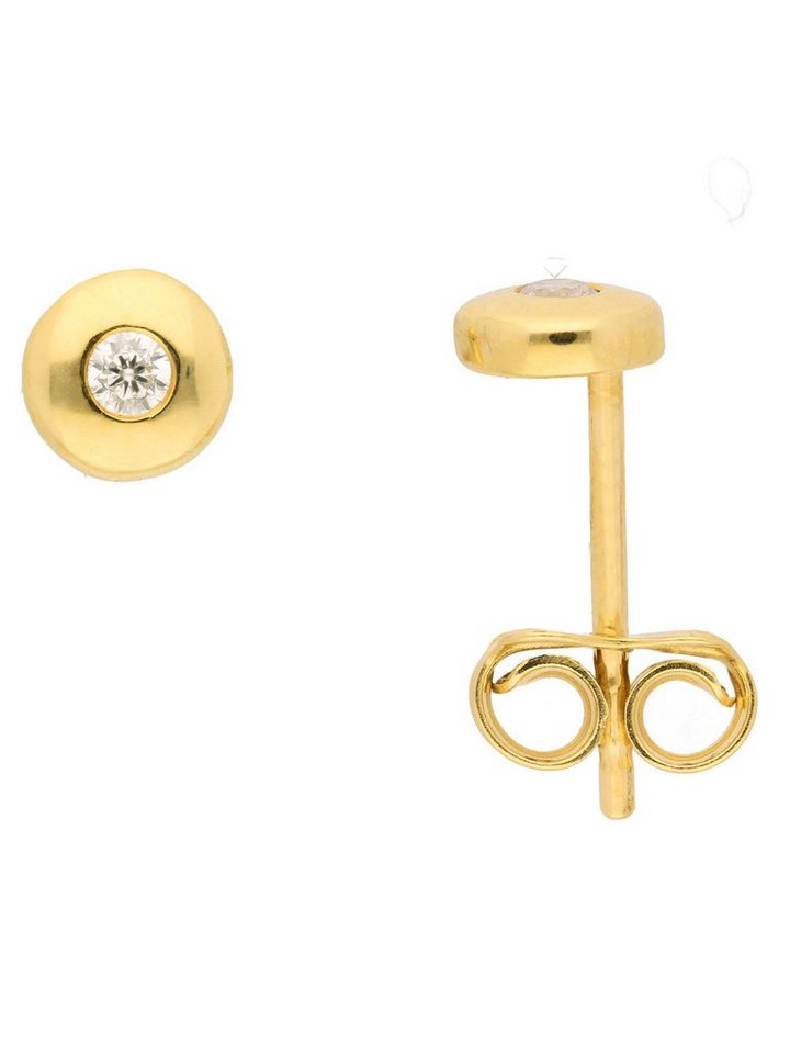 Adelia´s Paar Ohrhänger 585 Gold Ohrringe Ohrstecker Ø 5 mm, mit Zirkonia Goldschmuck für Damen von Adelia´s