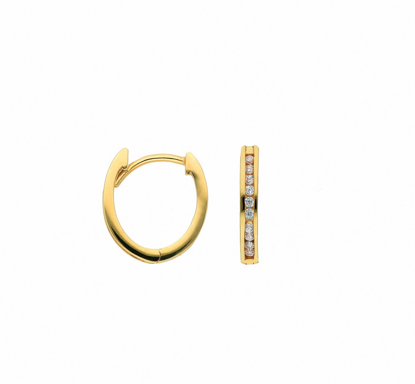 Adelia´s Paar Ohrhänger 585 Gold Ohrringe Creolen, mit Zirkonia Goldschmuck für Damen von Adelia´s