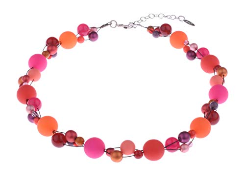 Adi-Modeschmuck Materialmix Kette Amelie (pink/orange) von Adi-Modeschmuck