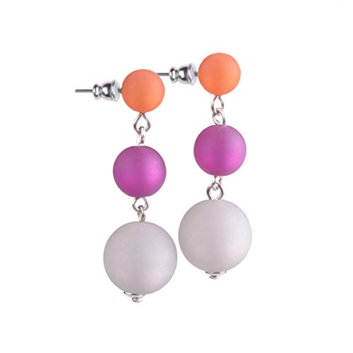 lange Polaris Ohrringe Mila (orange/pink/grau) von Adi Modeschmuck