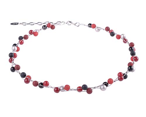 Adi Modeschmuck zarte Materialmix Kette Mariella (rot/schwarz) von Adi Modeschmuck