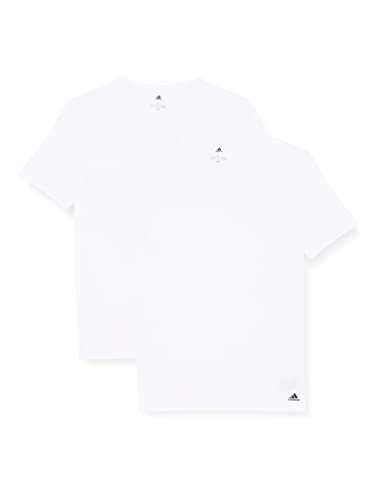 Adidas Herren kurzarm Unterhemd (2er Pack) V- Ausschnitt T- Shirt (Gr. S - 3XL) , Weiß, M von adidas