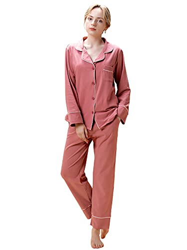 Adigaber Damen Schlafanzug Set Winter Pyjama Lang Nachtwäsche Warm Langarm Sleepshirt mit Pyjamahose Sleepwear Winter Herbst von Adigaber