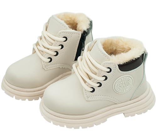 Adigau Kleinkind Stiefeletten Winterschuhe Jungen Mädchen Winterstiefel Schneestiefel Wasserdicht Warm Gefütterte Schlupfstiefel Schuhe B-Weiß 23 von Adigau