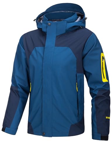 Adigau Wasserdichte Jacke für Herren, Modell Frühling und Herbst, leicht, mit Kapuze, atmungsaktiv, warm, Reißverschluss, winddicht, Bergsteigerkleidung, denim-blau, 3XL Adigau Wasserdichte Jacke für Herren, Modell Frühling und Herbst, leicht, mit Kapuze, atmungsaktiv, warm, Reißverschluss, winddicht, Bergsteigerkleidung, denim-blau, 3XL von Adigau