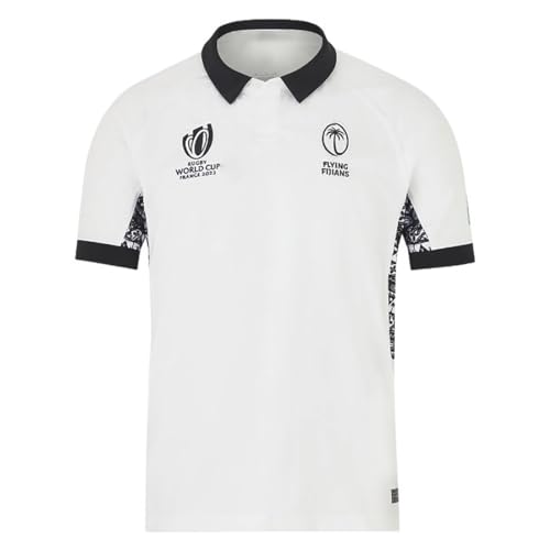 2023 Weltmeisterschaft RWC Fidschi, Rugby-Trikot, Rugby-T-Shirt-Poloshirt, Herren-Matchtraining-Fußballtrikot (Color : White, Size : XL) von Adleme