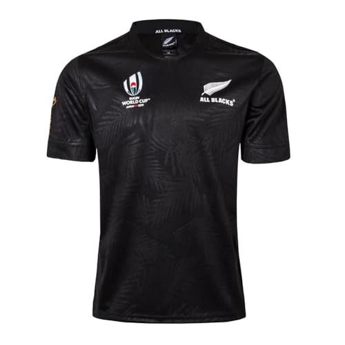Adleme 19 World Cup RWC New Zealand All Blacks, Rugby-Trikot, Rugby-T-Shirt-Poloshirt, Herren-Matchtraining-Fußballtrikot (Color : Black, Size : 3XL) von Adleme