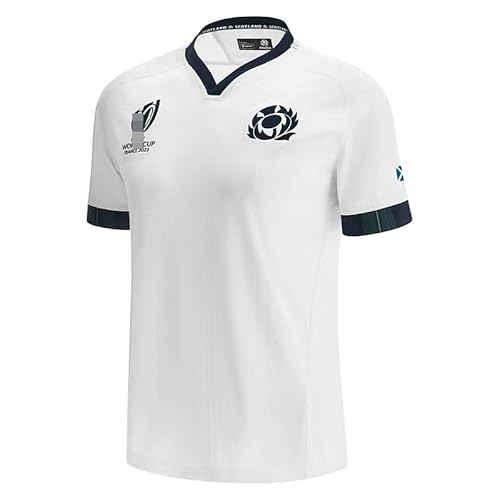 Adleme 2023 Weltmeisterschaft RWC Schottland, Rugby-Trikot, Rugby-T-Shirt-Poloshirt, Herren-Matchtraining-Fußballtrikot (Color : White, Size : M) von Adleme