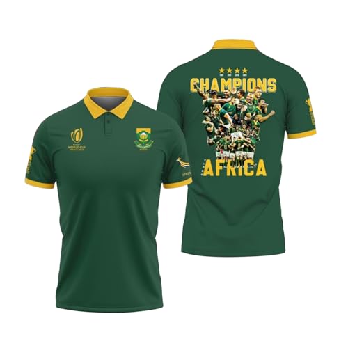 Adleme Rugby-Trikot, Südafrika Rugby-T-Shirt 2024, bequem und atmungsaktiv for Spiele und Alltag (Color : Champion, Size : XXL) von Adleme