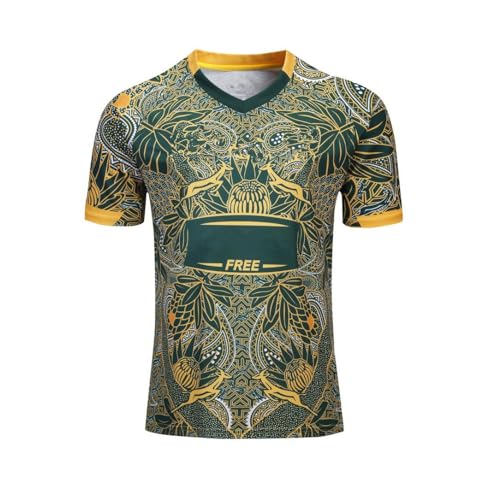 Südafrika Springbok 7S 100th Anniversary Edition Rugby-Trikot, Rugby-T-Shirt, Poloshirt, Herren-Match-Trainings-Fußballtrikot (Color : Green, Size : 3XL) von Adleme