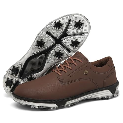 Adoff Golfschuhe für Herren sind wasserdicht, verschleißfest und rutschfest. Professionelle Outdoor-Sportschuhe für Herren (braun,46) von Adoff