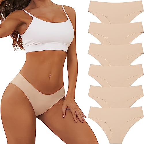 Adorel Damen Nahtlose Slips Unsichtbar Unterwäsche Hipster Panties 6er-Pack Hautfarbe L von Adorel