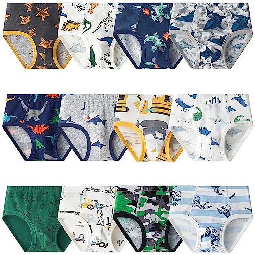 Adorel Jungen Unterhosen Slips Baumwolle Dino Unterwäsche 12er-Pack Tiere Fantasie 104-110 EU (Herstellergröße 110) von Adorel