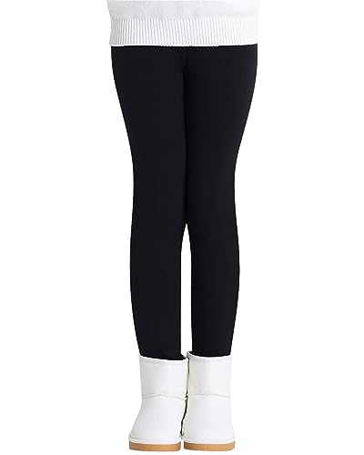 Adorel Mädchen Thermo Leggings Baumwolle Gefütterte Winter Warme Dicke Hosen Schwarz 104-110 EU (Herstellergröße 110) von Adorel