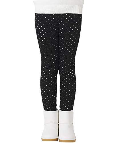 Adorel Mädchen Thermo Leggings Baumwolle Gefütterte Winter Warme Dicke Hosen Schwarz Pünktchen 146-152 EU (Herstellergröße 160) von Adorel