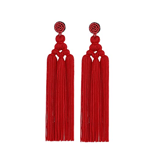 Adoshine Böhmische Quasten-Ohrringe für Frauen, baumelnde Kronleuchter, Boho-Statement-Ohrringe, lange gewebte große Fadenfransen-Tropfen-Ohrringe, 5.5 inch*1.2 inch, Polyester, Zirkonia Adoshine Böhmische Quasten-Ohrringe für Frauen, baumelnde Kronleuchter, Boho-Statement-Ohrringe, lange gewebte große Fadenfransen-Tropfen-Ohrringe, 5.5 inch*1.2 inch, Polyester, Zirkonia von Adoshine