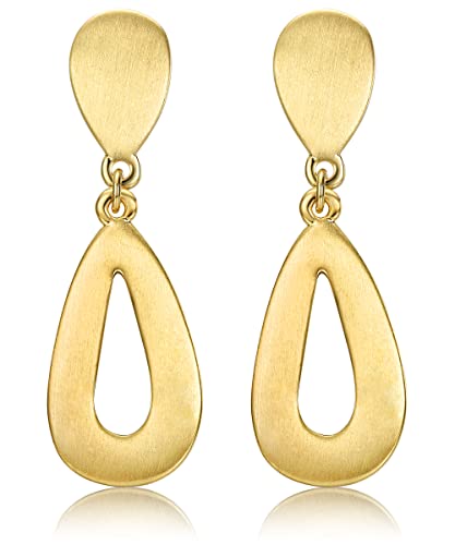 ADRAMATA Ohrring Clip für Damen Gold Ohrclips Damen Ohne Ohrlöcher Großer Runder Wassertropfen Baumelnde Ohrringe Matt Gehämmert Geometrische Ohrringe Fake Earrings Gold Ohrringe Non Piercing von Adramata