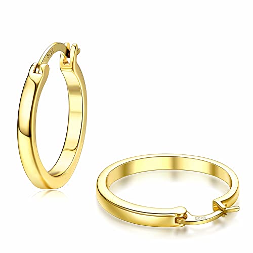 ADRAMATA Silber Creolen für Damen Herren 14K Vergoldete Huggie Creolen Ohrring Hypoallergene Creolen für Damen Gold-20MM von Adramata