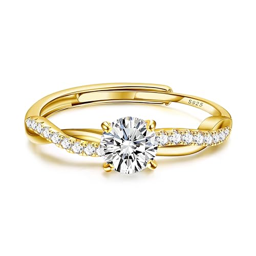 Adramata 925 Sterling Silber Ringe für Frauen, Silber/Gold Eternity Ringe für Frauen Ehering Versprechensring mit Box,G von Adramata