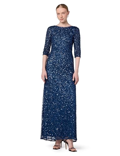 Adrianna Papell Damen 3/4-Ärmeln, U-Rücken mit Perlen Kleid, Tiefes Blau, 36 Adrianna Papell Damen 3/4-Ärmeln, U-Rücken mit Perlen Kleid, Tiefes Blau, 36 von Adrianna Papell