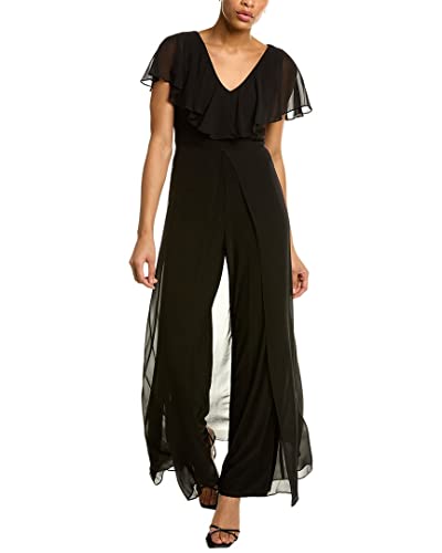 Adrianna Papell Damen Jumpsuit aus Chiffon und Jersey Hosen, Schwarz, 12 von Adrianna Papell