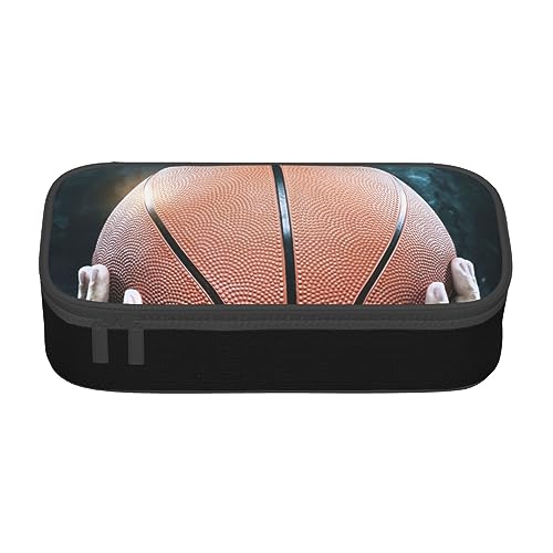 AeRko Federmäppchen mit Basketball-Aufdruck, große Kapazität, Stiftebox, multifunktionales Stifteetui, tragbare Make-up-Tasche, Geldbörse (Farbe: B) von AeRko