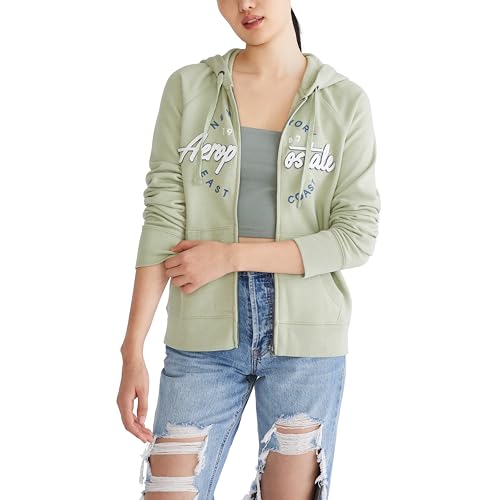 AEROPOSTALE Damen Aero Logo Full Zip Hoodie-Circle/Scripts, Reseda, M AEROPOSTALE Damen Aero Logo Full Zip Hoodie-Circle/Scripts, Reseda, M von AEROPOSTALE